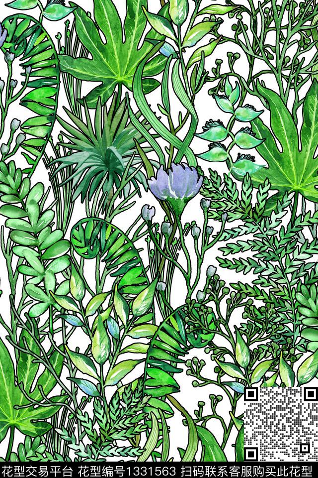 绿植树叶箱包花卉数码印花华亿平台下载（图片编号: 1331563） - 瓦栏（Walan）