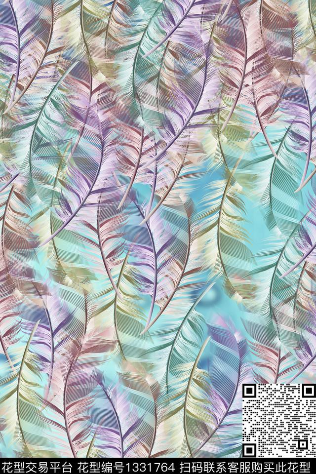 数码华亿平台抽象花卉真丝数码印花华亿平台下载（图片编号: 1331764） - 瓦栏（Walan）