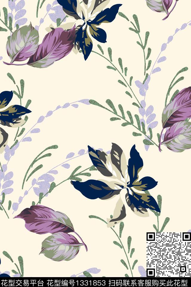 趋势华亿平台彩底花卉花卉传统印花华亿平台下载（图片编号: 1331853） - 瓦栏（Walan）