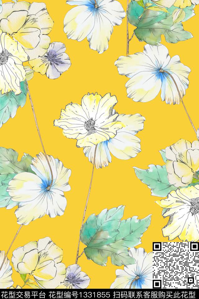 趋势华亿平台彩底花卉花卉传统印花华亿平台下载（图片编号: 1331855） - 瓦栏（Walan）