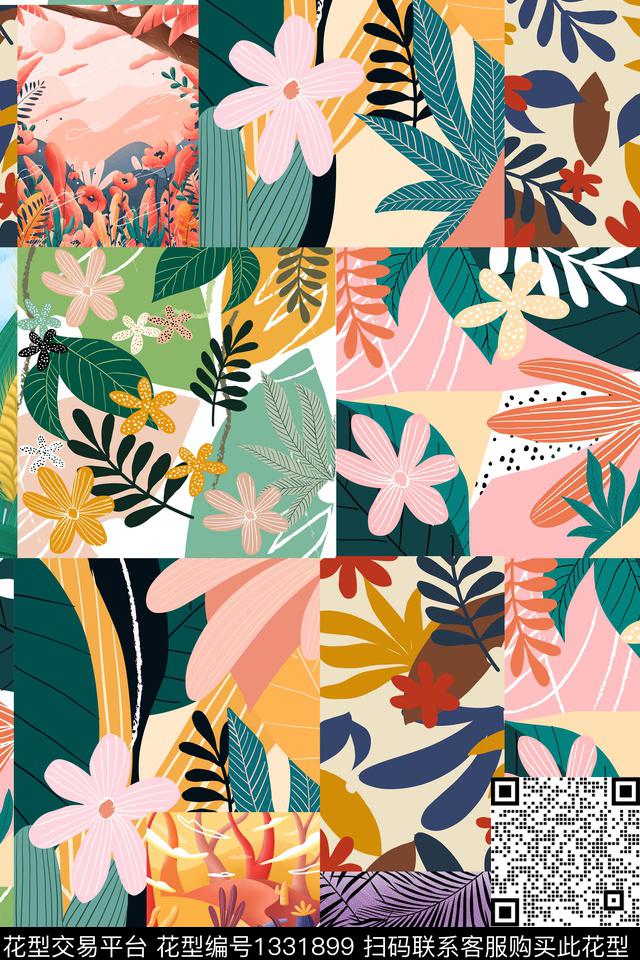 花卉大牌风热带华亿平台传统印花华亿平台下载（图片编号: 1331899） - 瓦栏（Walan）