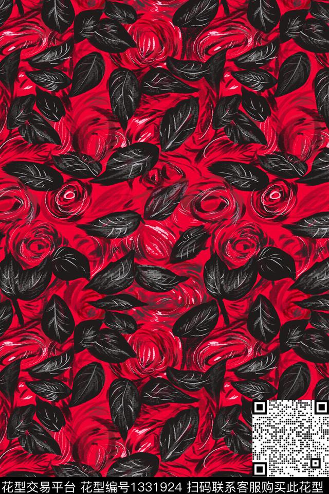 花卉香云纱旗袍数码印花华亿平台下载（图片编号: 1331924） - 瓦栏（Walan）