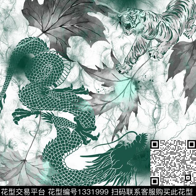 复古抽象男装潮牌数码印花华亿平台下载（图片编号: 1331999） - 瓦栏（Walan）