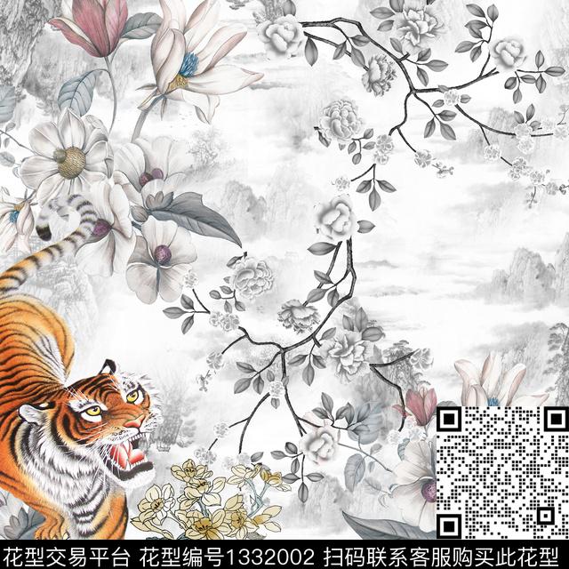 复古抽象男装潮牌数码印花华亿平台下载（图片编号: 1332002） - 瓦栏（Walan）