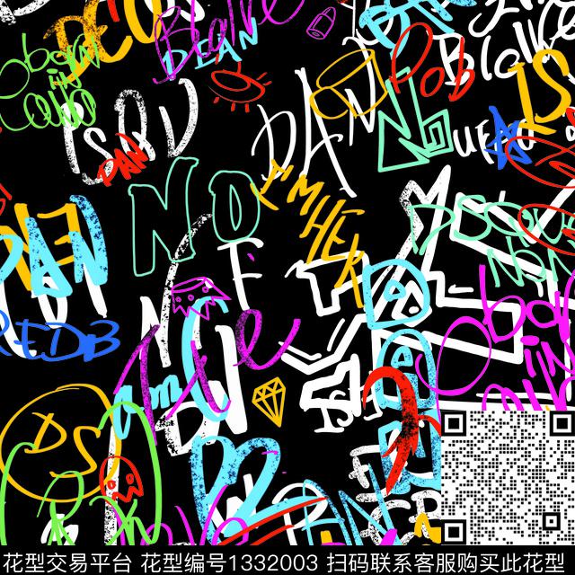 简约字母插画传统印花华亿平台下载（图片编号: 1332003） - 瓦栏（Walan）