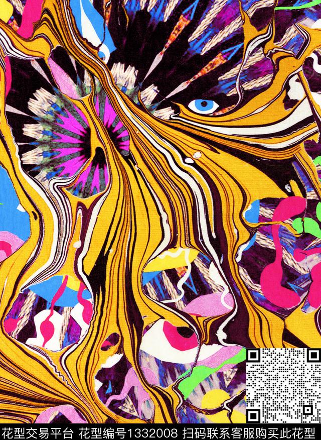 裂纹混合拼接数码印花华亿平台下载（图片编号: 1332008） - 瓦栏（Walan）