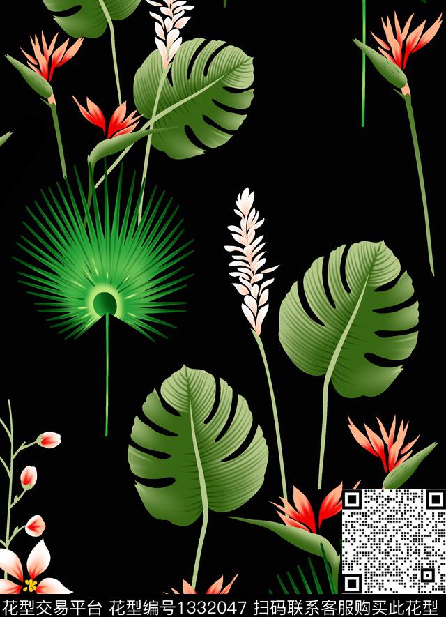 绿植树叶粽叶清新时尚传统印花华亿平台下载（图片编号: 1332047） - 瓦栏（Walan）