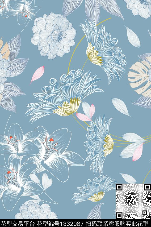 连衣裙时尚小清新传统印花华亿平台下载（图片编号: 1332087） - 瓦栏（Walan）