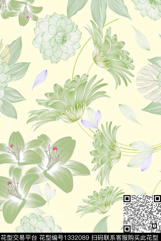 连衣裙时尚小清新传统印花华亿平台下载（图片编号: 1332089） - 瓦栏（Walan）