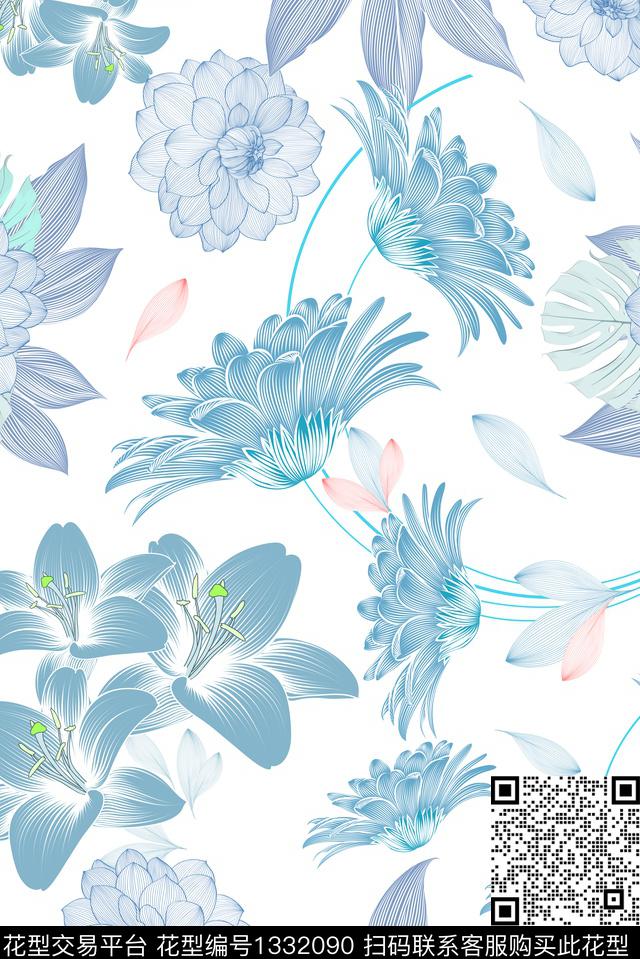 连衣裙时尚小清新传统印花华亿平台下载（图片编号: 1332090） - 瓦栏（Walan）