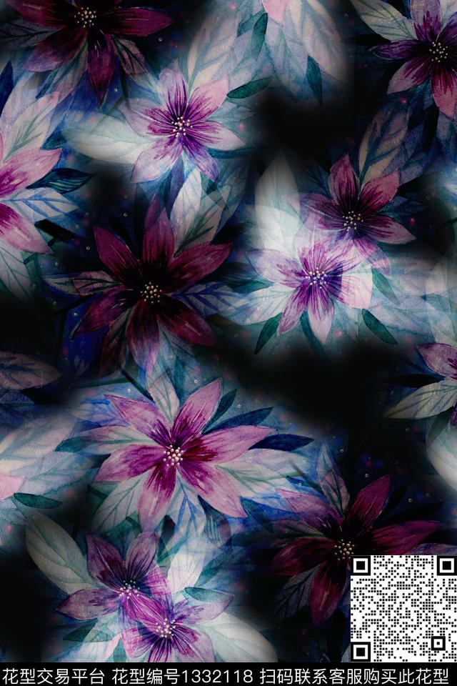 连衣裙花卉中老年数码印花华亿平台下载（图片编号: 1332118） - 瓦栏（Walan）