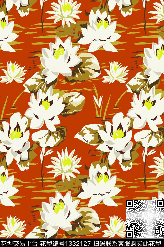 连衣裙花卉中老年传统印花华亿平台下载（图片编号: 1332127） - 瓦栏（Walan）