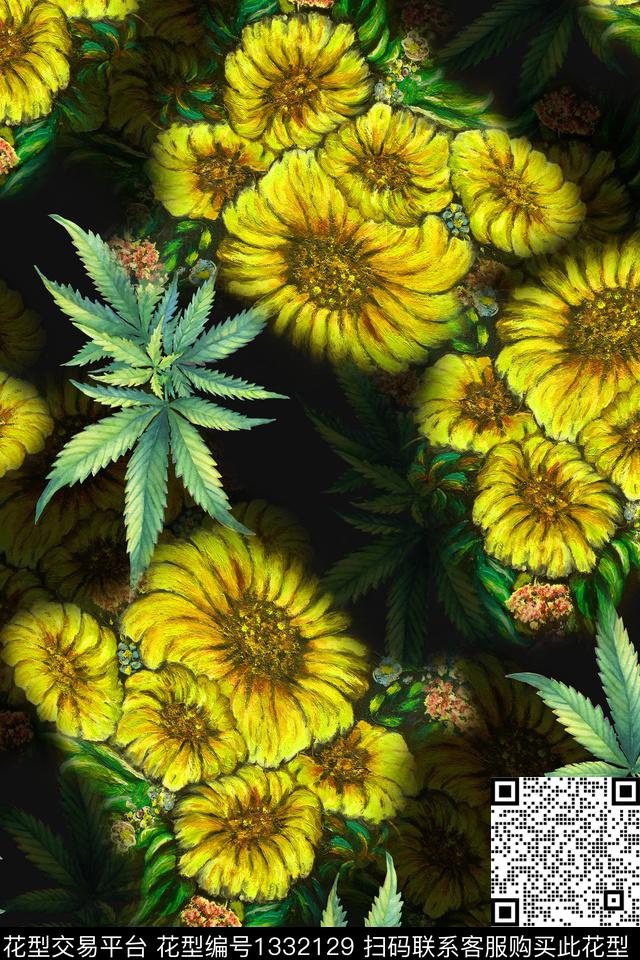 连衣裙花卉中老年数码印花华亿平台下载（图片编号: 1332129） - 瓦栏（Walan）