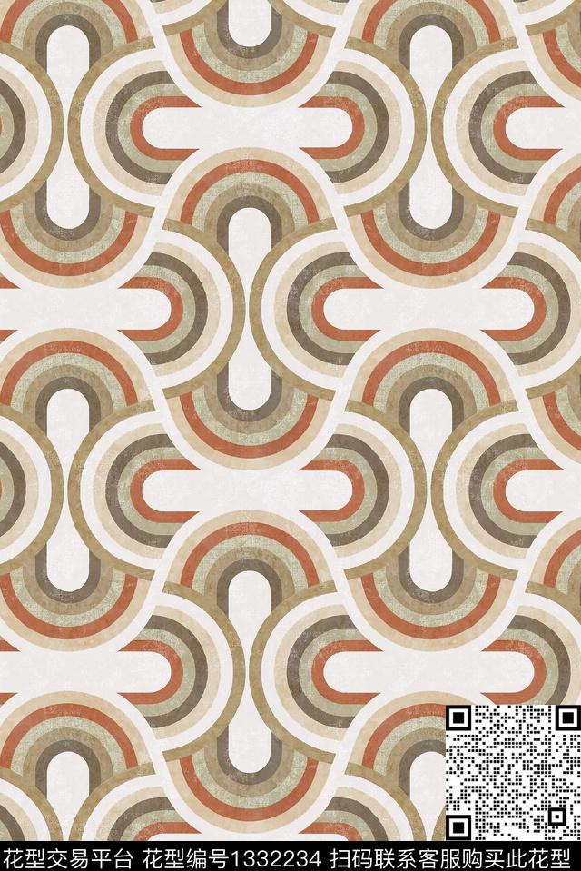 撞色时尚几何数码印花华亿平台下载（图片编号: 1332234） - 瓦栏（Walan）