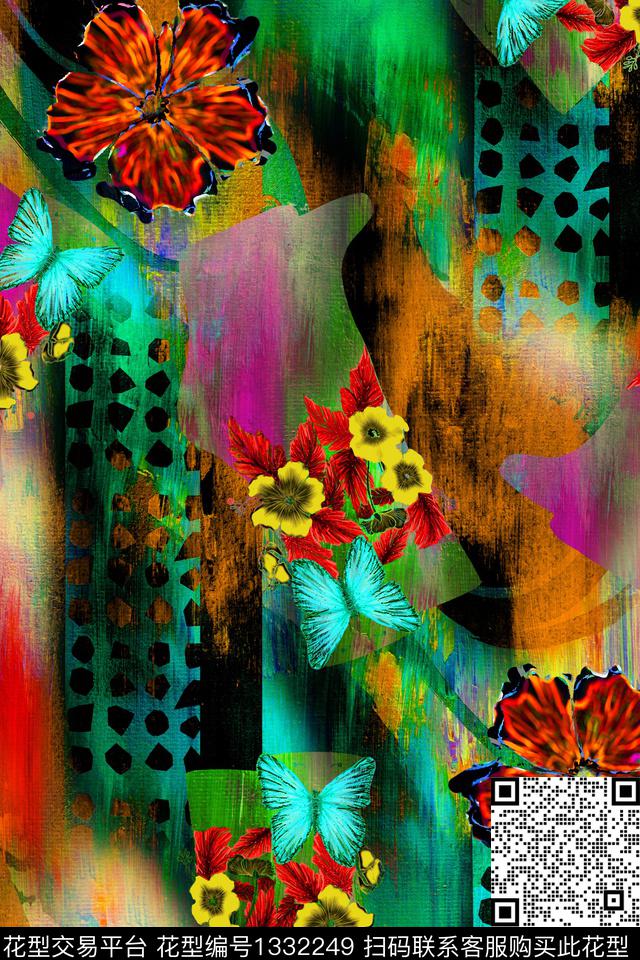 花卉蝴蝶油画华亿平台秋冬华亿平台数码印花华亿平台下载（图片编号: 1332249） - 瓦栏（Walan）
