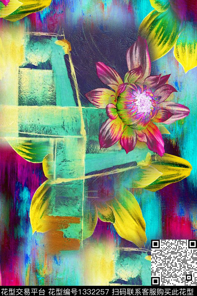 油画华亿平台秋冬华亿平台几何油画数码印花华亿平台下载（图片编号: 1332257） - 瓦栏（Walan）