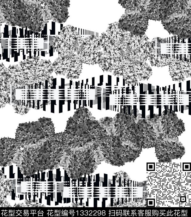 线条抽象混合拼接数码印花华亿平台下载（图片编号: 1332298） - 瓦栏（Walan）