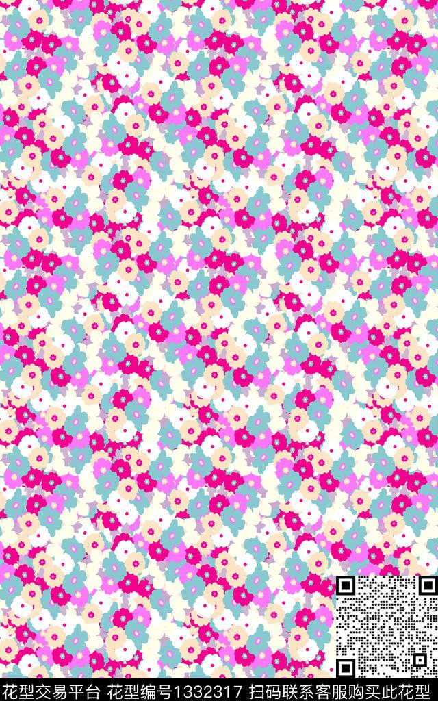 花卉雪纺小清新传统印花华亿平台下载（图片编号: 1332317） - 瓦栏（Walan）