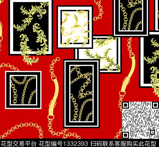 链条几何组合传统印花华亿平台下载（图片编号: 1332393） - 瓦栏（Walan）