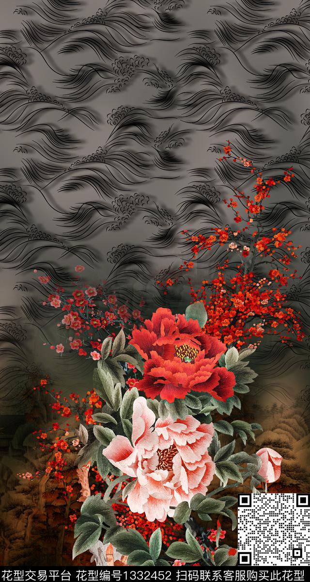女装定位花香云纱刺绣花卉数码印花华亿平台下载（图片编号: 1332452） - 瓦栏（Walan）