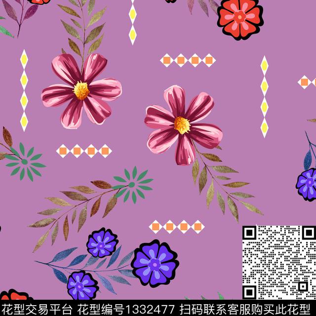 数码华亿平台鲜花花卉数码印花华亿平台下载（图片编号: 1332477） - 瓦栏（Walan）