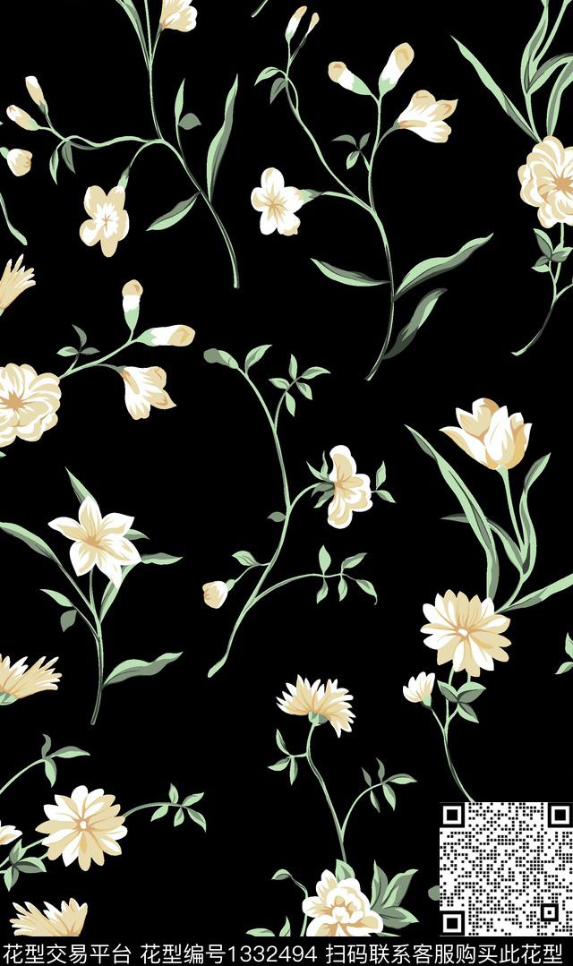 花卉潮牌大牌风传统印花华亿平台下载（图片编号: 1332494） - 瓦栏（Walan）