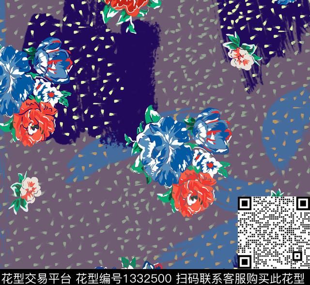 花卉潮牌大牌风数码印花华亿平台下载（图片编号: 1332500） - 瓦栏（Walan）