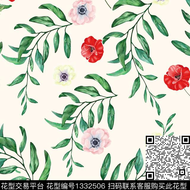 花卉春夏华亿平台小清新数码印花华亿平台下载（图片编号: 1332506） - 瓦栏（Walan）