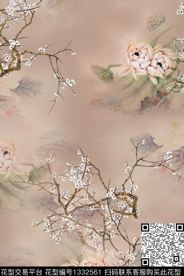 香云纱旗袍中国风数码印花华亿平台下载（图片编号: 1332561） - 瓦栏（Walan）