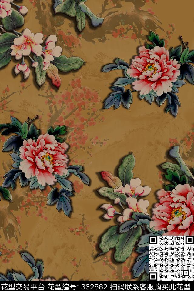 香云纱旗袍中国风数码印花华亿平台下载（图片编号: 1332562） - 瓦栏（Walan）