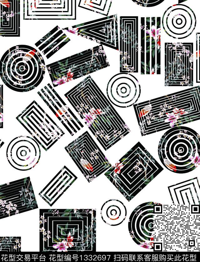 几何花卉男装潮牌传统印花华亿平台下载（图片编号: 1332697） - 瓦栏（Walan）