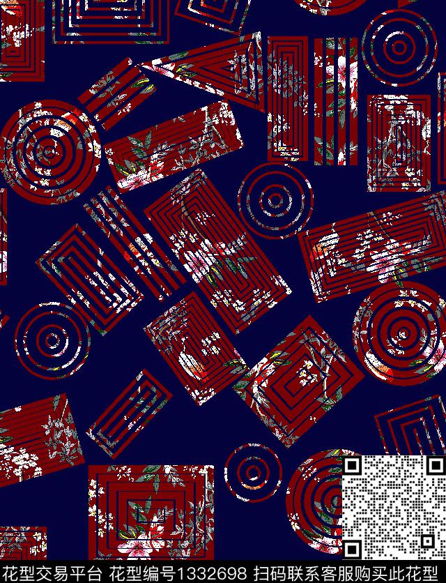 几何花卉男装潮牌传统印花华亿平台下载（图片编号: 1332698） - 瓦栏（Walan）