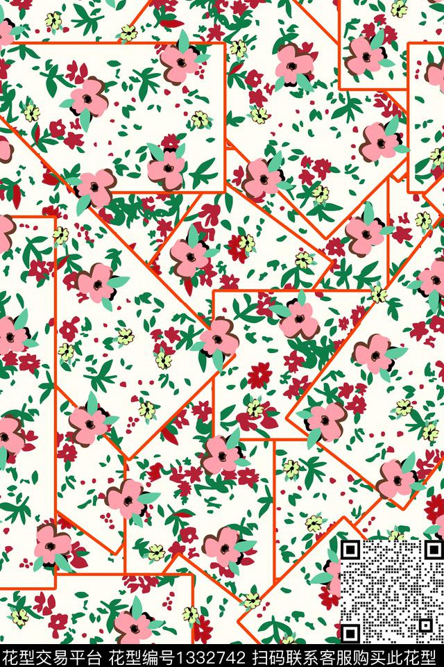 女装线条花卉小碎花传统印花华亿平台下载（图片编号: 1332742） - 瓦栏（Walan）