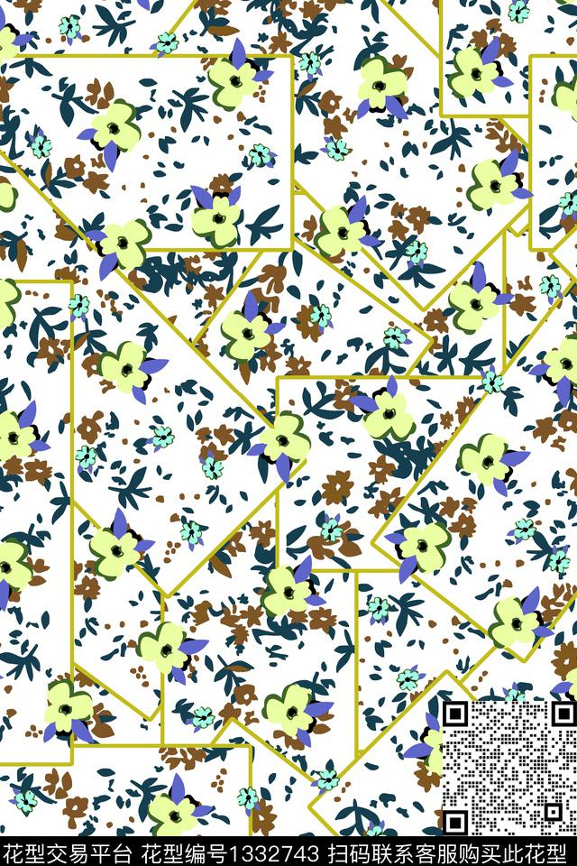 女装线条花卉小碎花数码印花华亿平台下载（图片编号: 1332743） - 瓦栏（Walan）