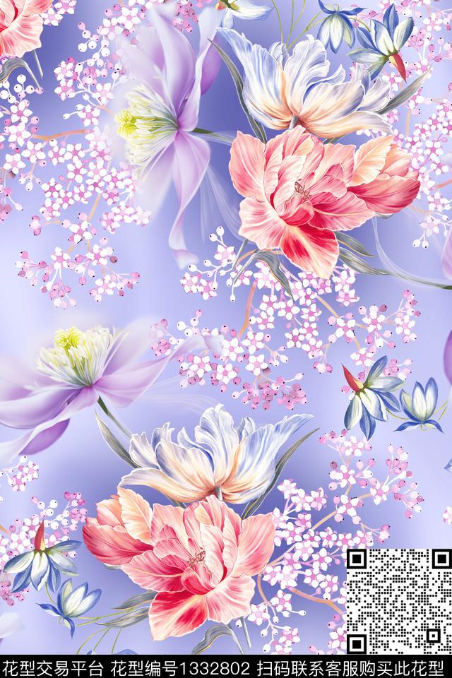花卉雪纺小清新数码印花华亿平台下载（图片编号: 1332802） - 瓦栏（Walan）
