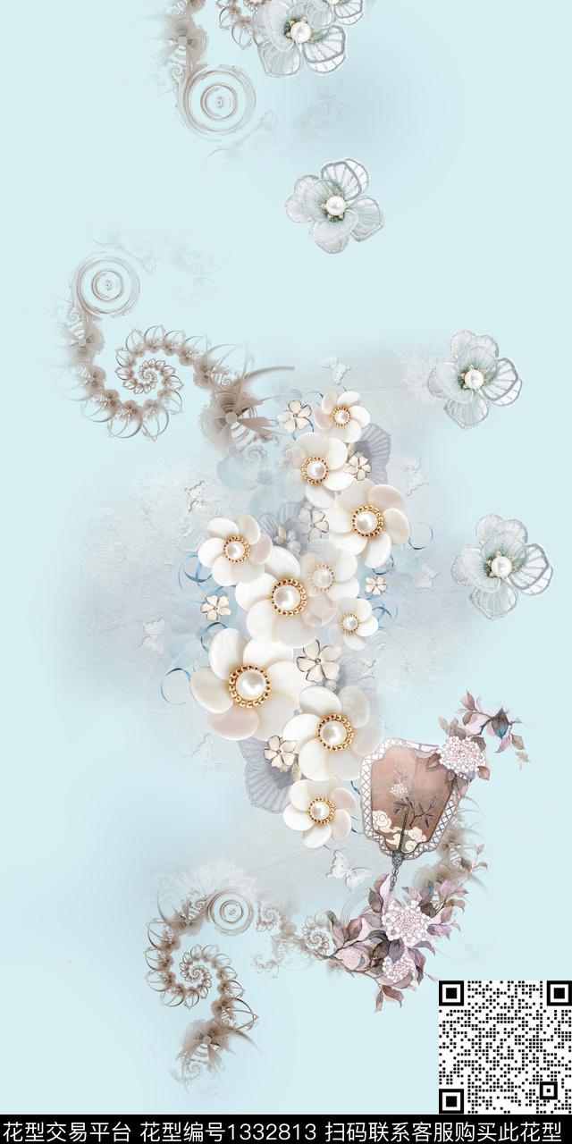 定位花花卉中国风数码印花华亿平台下载（图片编号: 1332813） - 瓦栏（Walan）