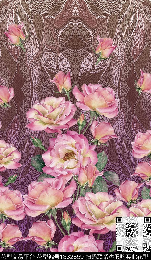 花卉洋阳--定位定位女装数码印花华亿平台下载（图片编号: 1332859） - 瓦栏（Walan）