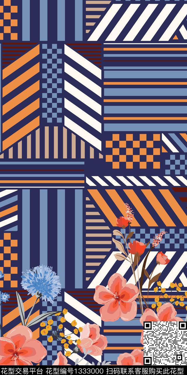 女装定位花女装花卉数码印花华亿平台下载（图片编号: 1333000） - 瓦栏（Walan）