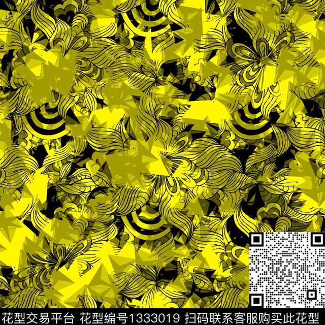 纸印花几何抽象男装传统印花华亿平台下载（图片编号: 1333019） - 瓦栏（Walan）