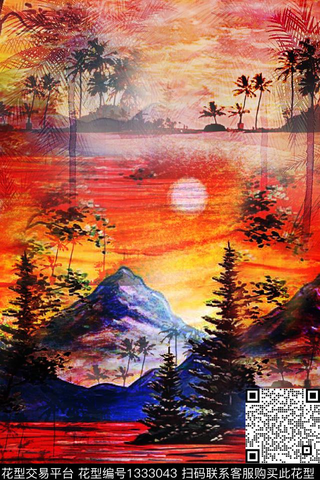 定位花椰子树数码华亿平台数码印花华亿平台下载（图片编号: 1333043） - 瓦栏（Walan）