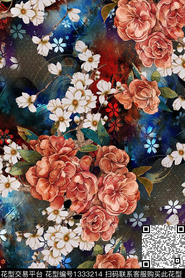 底纹香云纱中国风数码印花华亿平台下载（图片编号: 1333214） - 瓦栏（Walan）