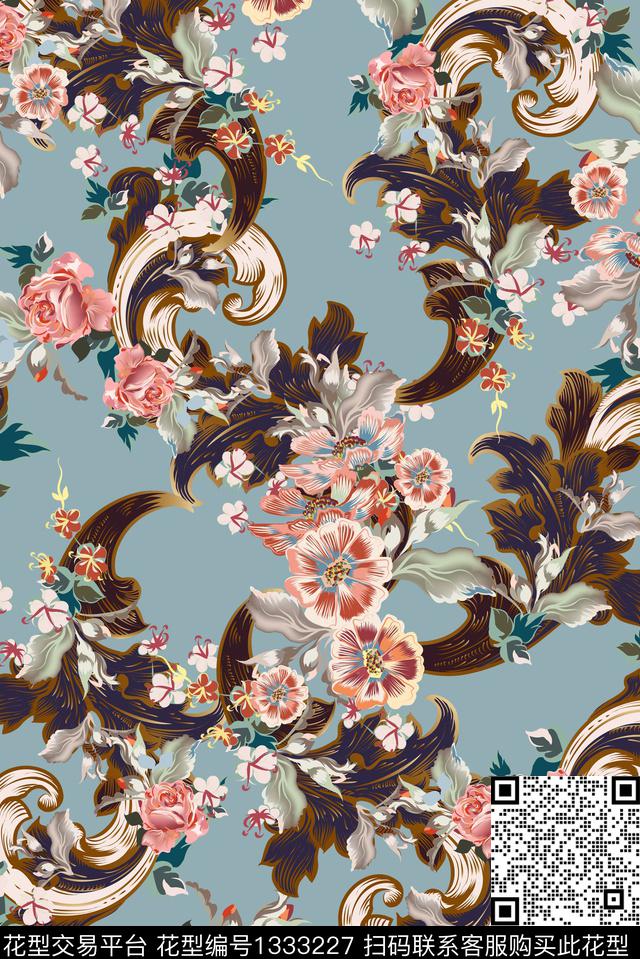 女装佩斯利大牌风数码印花华亿平台下载（图片编号: 1333227） - 瓦栏（Walan）