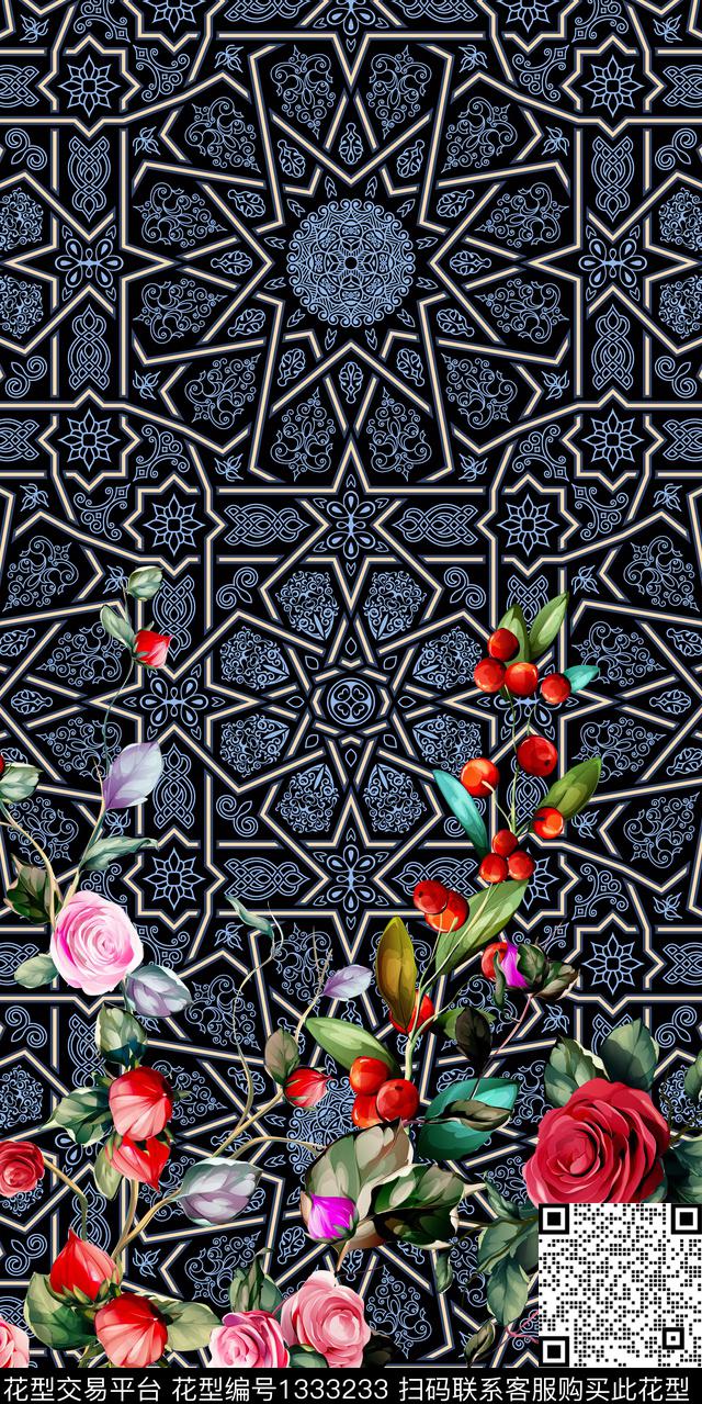 女装定位花女装花卉数码印花华亿平台下载（图片编号: 1333233） - 瓦栏（Walan）