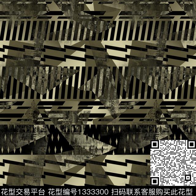 纸印花几何抽象男装传统印花华亿平台下载（图片编号: 1333300） - 瓦栏（Walan）