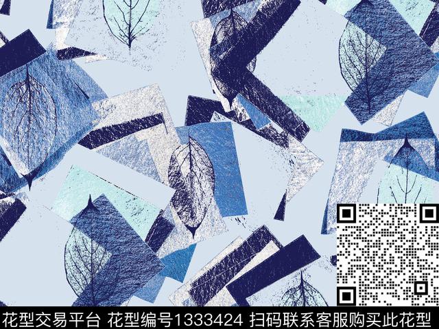 绿植树叶肌理几何数码印花华亿平台下载（图片编号: 1333424） - 瓦栏（Walan）