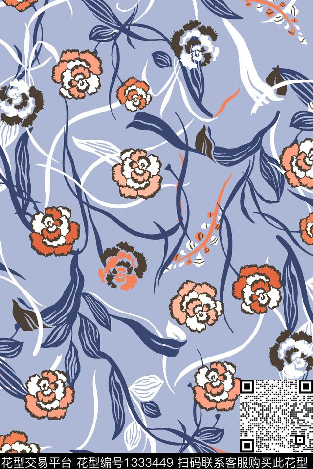 花卉大牌风休闲传统印花华亿平台下载（图片编号: 1333449） - 瓦栏（Walan）