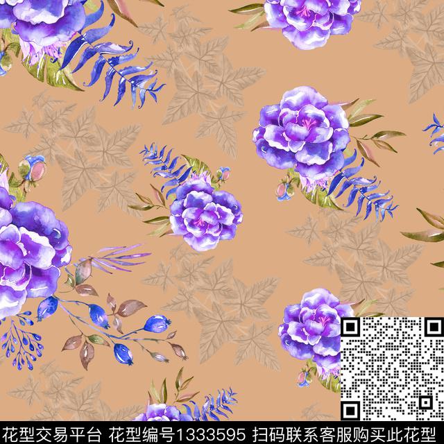 数码华亿平台鲜花花卉数码印花华亿平台下载（图片编号: 1333595） - 瓦栏（Walan）