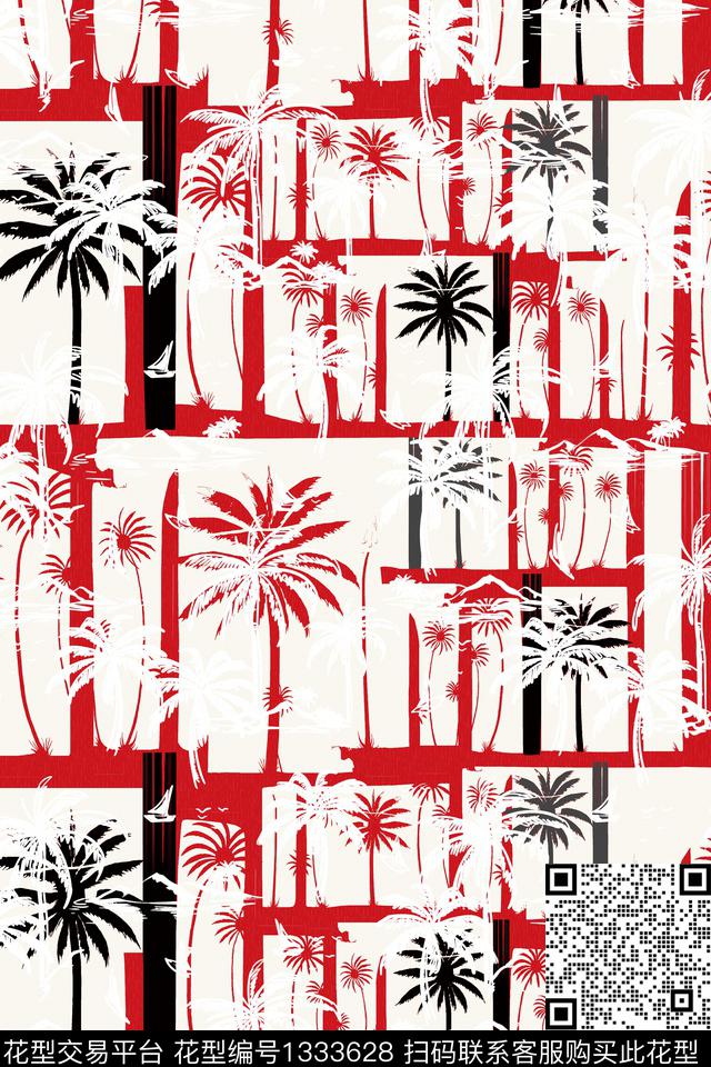 格子几何热带华亿平台数码印花华亿平台下载（图片编号: 1333628） - 瓦栏（Walan）