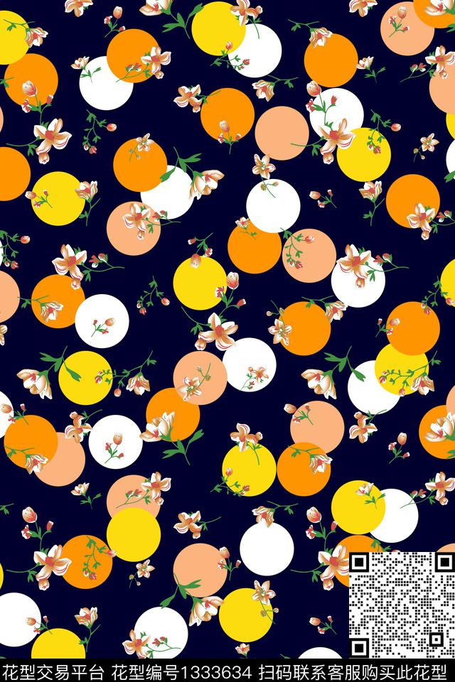 手绘小碎花波点数码印花华亿平台下载（图片编号: 1333634） - 瓦栏（Walan）