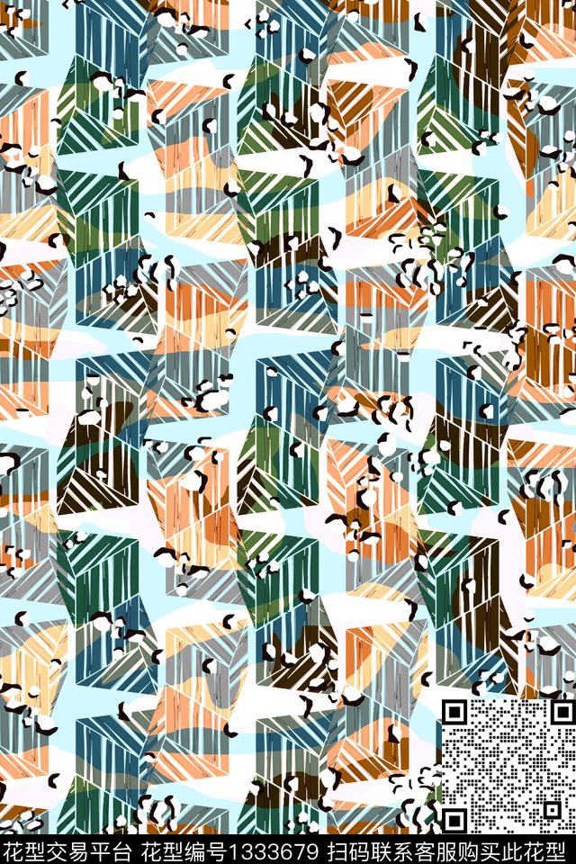 线条几何热带华亿平台数码印花华亿平台下载（图片编号: 1333679） - 瓦栏（Walan）